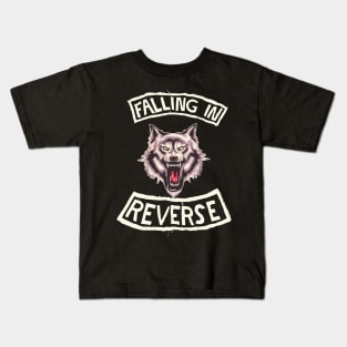 wolf scare retro vintage falling in reverse tour text white black shirt gift fans logo text Kids T-Shirt